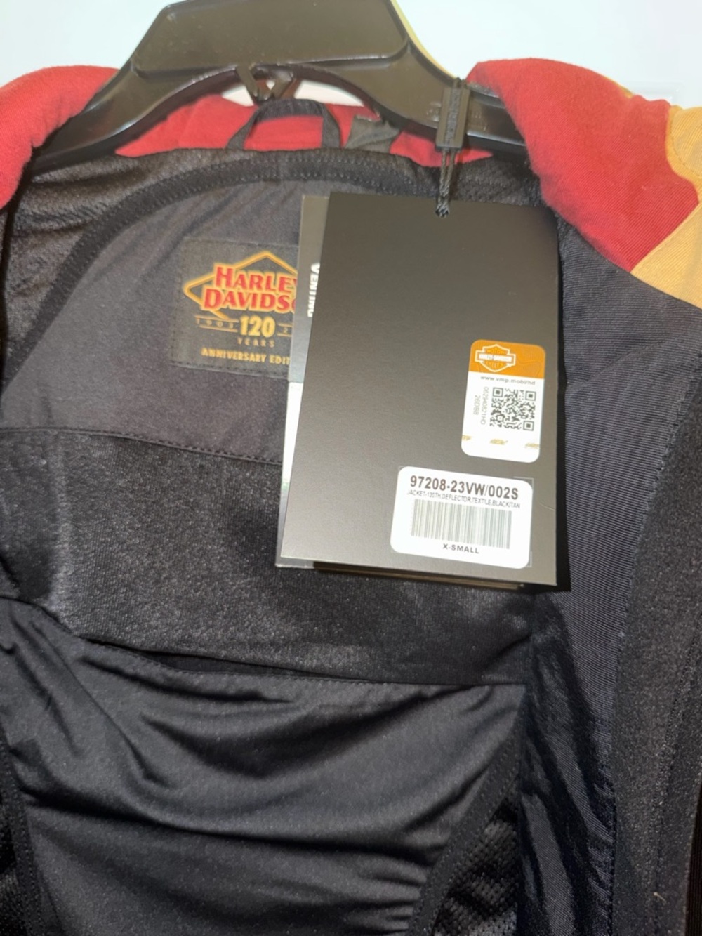 Harley-Davidson Women’s Two-Tone Hooded Jacket Black Beige Tan with Red Lining - Picture 9 of 13